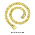 12mm gouden Cubaanse schakelketting van legering met witte strass en baksluiting, 45cm lang - 45cm / Goud