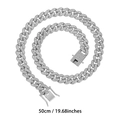 50cm zilverkleurige Cubaanse schakelketting met 12mm kristallen en doosluiting - 50cm / Zilver