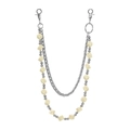 Detail of double-layer pant chain with silver metal links and resin cube charms - Off White