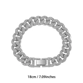 13mm Silberfarbenes Cuban-Link-Armband mit funkelnden Kristallen, 18cm Länge Schmuck - 18cm / Silber