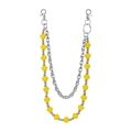 Detailed view of dual-layer pants chain with yellow bear paw charms and metal links - Yellow
