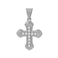 Hip hop silver cross pendant necklace with square-cut colored diamonds and cuban chain - Silver Zircon Pendant Only (Without Chain)