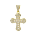 Hip hop gold plated cross pendant necklace with square cubic zirconia stones - White Crystal Gold Pendant Only