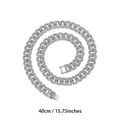 Silver 13mm iced-out Cuban link chain necklace with 40cm length and high-quality plating - 40CM / Silver