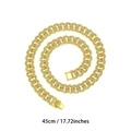 13mm iced out Cuban link chain necklace in gold finish with crystals 18 inch length - 45cm / Gold