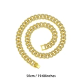 50cm gold plated iced out Cuban link chain necklace with high quality 13mm rhinestone buckle - 50cm / Gold