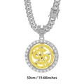 Chaîne cubaine de 50cm avec pendentif rotatif signe dollar doré et diamants blancs - 50cm / Bicolore avec chaîne cubaine de 50cm