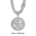 Chaîne cubaine 50cm argent hip hop avec pendentif signe dollar rotatif et strass - 50cm / Argent avec Chaîne Cubaine de 50cm