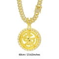 Chaîne cubaine dorée 60cm avec pendentif signe dollar rotatif 63mm et pierres blanches - 60CM / Or avec Chaîne Cubaine de 60cm
