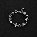 Bracciale punk con dadi d'argento e chiusura a moschettone per uomo e donna - Bracciale con Dadi 18CM