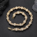 Dettaglio macro della catena a bolle da 10,5mm in oro con zirconi bianchi incastonati - Collana 18 Pollici (Lunghezza 45,72 cm) / Oro (Larghezza 10,5 mm)