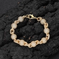 Vista dettagliata del bracciale a catena bubble da 10,5mm con zirconi scintillanti dorati - Bracciale 17.78cm / Oro