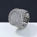 Hip-hop silver circular ring with full pavé white zircon stones in polished finish - US 7 / Platinum