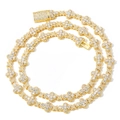 Collana a quadrifoglio dorata 10mm con pavé di zirconi e chiusura sicura stile hip hop - 24 Pollici (60.96cm) / Oro