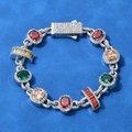 Luxurious hip hop bracelet with multi-colored gemstones and pavé zircon stones - 9 inches / Platinum