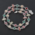 Luxurious multi-color gemstone hip-hop necklace with vibrant zircons and silver chain - Necklace 18 Inch (45.72cm) / Platinum