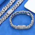 Catena cubana d'argento con zirconi, gioielli stile 15mm naso di maiale lusso - Collana / 24 Pollici (60.96cm) / Platino