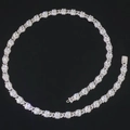 Dettaglio macro della catena cubana argento con cluster di zirconi da 7,5 mm - Bracciale 7 Pollici / Zircone Bianco Placcato Platino