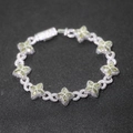 Hip hop clover bracelet in silver finish with yellow-green zircon and crystal pavé - Bracelet 7 Inch / White Gold Green Zirconia