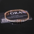 Macro shot of rose gold moissanite tennis bracelet with GRA certification card - Rose Gold (Width 4mm) / 7 inches (17.78cm)