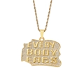 Collana hip hop oro con pendente Every Body Eats con cristalli di zirconia scintillanti - Lettera Oro Catena a Corda in Acciaio Inossidabile