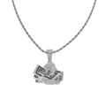 Collana hip hop con catena a corda argento e pendente a forma di mano con soldi e diamanti - Argento (Banconota)