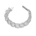 Men's hip-hop iced out Cuban chain bracelet with silver-tone crystals and box clasp - Bracelet-8inch / Silver