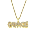 Collier hip hop avec pendentif lettre Savage doré et diamants étincelants - Or