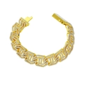 Men's hip hop Cuban chain bracelet with gold-plated double F logo and full crystal pavé - Bracelet-8inch / Gold