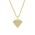 Hiphop gold rope chain with a large iced-out diamond-shaped pendant full of white zircons - Gold (0.3x60cm Stainless Steel Rope Chain)