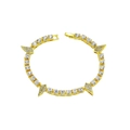 Hip-Hop Gold-Tennisarmband mit weißen Zirkonia-Steinen und diamantbesetzten Spikes - 8-Zoll Stil / Gold Armband
