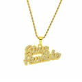 Hiphop Stay Humble Anhänger Halskette Gold mit funkelnden Zirkonia Steinen - Stay Humble Buchstaben Stil / Gold