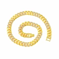 Collana a catena cubana dorata spessa con pavé di strass lucidi in stile hip-hop lussuoso - Oro - Collana in Strass Splicing Liscia