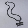Dettaglio macro della catena tennis nera con ciondolo a lettere Real Hasta La Muerte - Nero (REAL HASTA LA MUERTE)-0.4*50cm