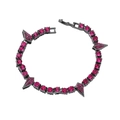 Bracelet punk en métal noir fusil serti de strass roses et d'ornements pointus stylés - Violet