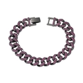 Pulsera cubana hip hop color gris plomo con diamantes de imitación rosas sobre fondo blanco - Pulsera Púrpura