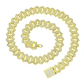 Bold 15mm gold-toned Cuban link chain with paved rhinestones and square diamond buckle - 20inch / Necklace / Gold