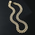 Collana cubana 15mm hip hop da uomo con fibbia ghiacciata in strass luccicanti - Collana / 18 pollici / Oro