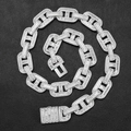 Collana catena cubana da 15mm con zirconi a baguette scintillanti stile hip-hop uomo - Collana da 24 pollici / Oro Bianco