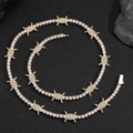 Hip hop thorn tennis necklace with gold plated finish and sparkling cubic zirconia stones - 24 Inches (60.96cm) / Gold