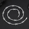 Hip hop style thorn tennis chain set with sparkling silver zircon stones for men and women - 18 Inches (45.72cm) / Platinum