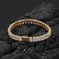 Bracciale tennis 6mm in oro con zirconi rettangolari su pietra, gioielli hip-hop uomo - Bracelet 9 Inches (22.86cm In Length) / Oro