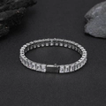 Bracciale tennis hip-hop da uomo con zirconi rettangolari su sfondo di pietra nera - Bracelet 9 Inches (22.86cm In Length) / Platino