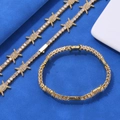 Close-up of gold-plated hip-hop necklace and bracelet set with thorn design and cubic zirconia - Necklace 24 Inch (Length 60.96cm) / Gold