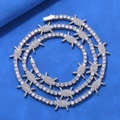 Hip hop silver thorn tennis chain necklace with white zircon pavé in street style - Necklace 18 Inch (Length 45.72cm) / Platinum