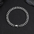 Bracciale cubano da uomo 6mm in acciaio inossidabile argento con chiusura a moschettone - 9 pollici / Color Acciaio