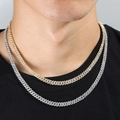 Ανδρικά κολιέ cuban link 6mm με ζιργκόν σε χρυσό και ασήμι, hip-hop στυλ με layering - Χρυσό 22 Ίντσες (55CM)