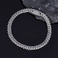 Luxurious 6mm single row cubic zirconia iced out Cuban link bracelet for men with box clasp - Platinum / Bracelet 9 Inch