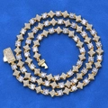 6mm gouden hiphop tennisketting met geometrische schakels en volledige zirkonia stenen - 16" / Breedte 6mm / Goud Witte Zirkonia