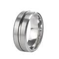 Bague minimaliste en acier titane argenté brossé pour hommes avec rainure centrale - Taille 5 / Style Poli Simple (18-A-1) / Acier